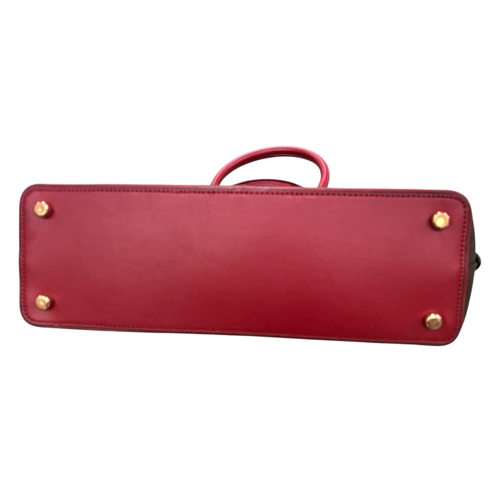 COACH Brown Signature Dome Satchel with Red Handles - Picture 6 of 12